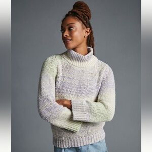 By Anthropologie Ombre Turtleneck Chunky Sweater